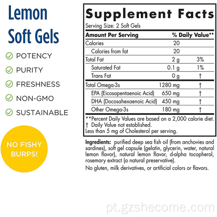 Oil de peixe suplemento Antioxidante Health Omega 3 Softgels